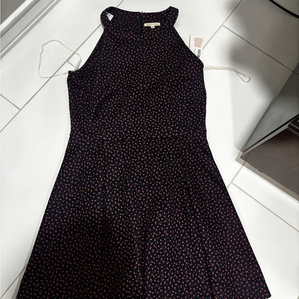 Copper Key Black and White A-Line Mini Dress